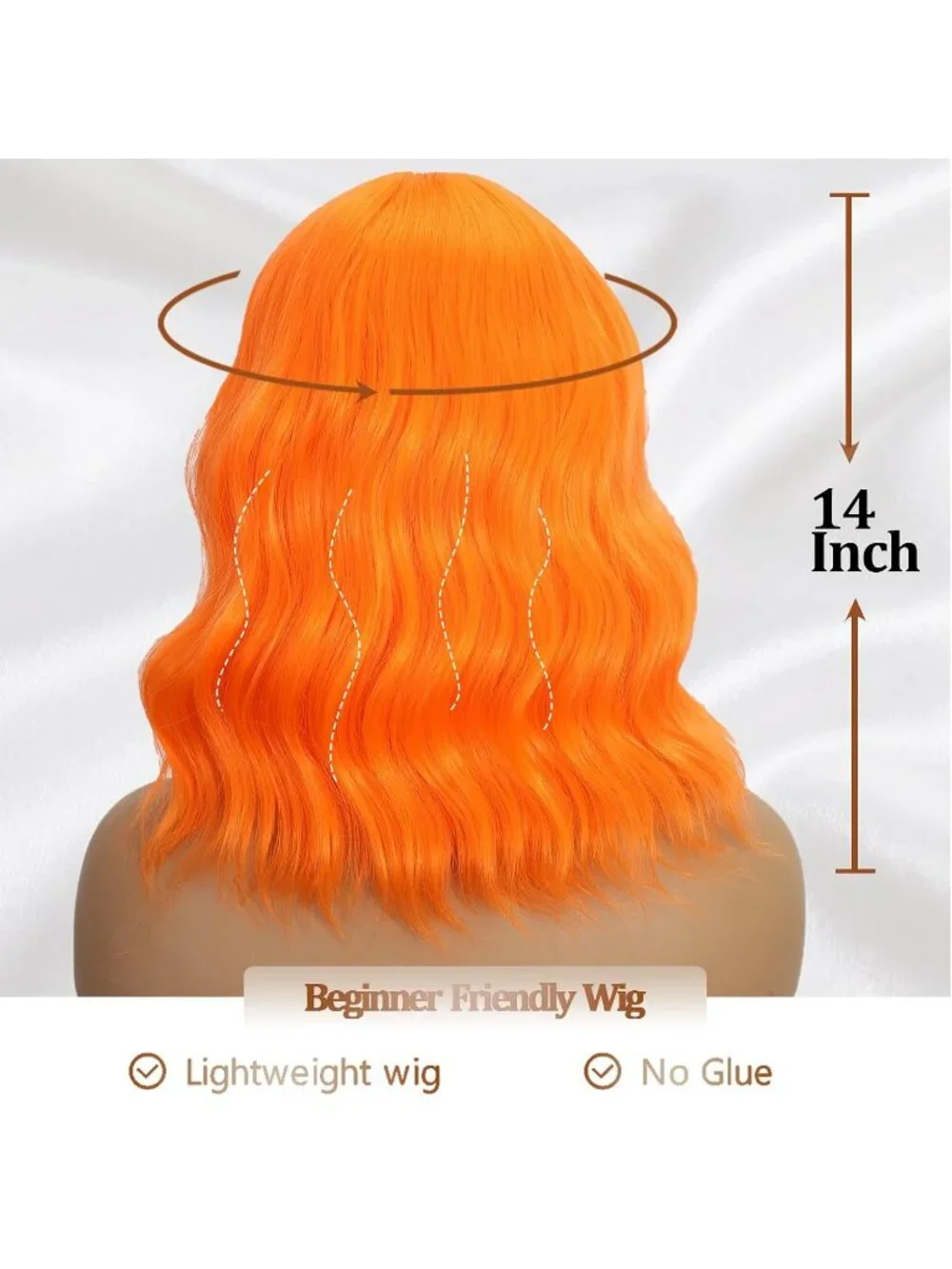Women's Pink 14 Inch Heat Resistant Synthetic Short Wavy Bob Wigs Bangs
